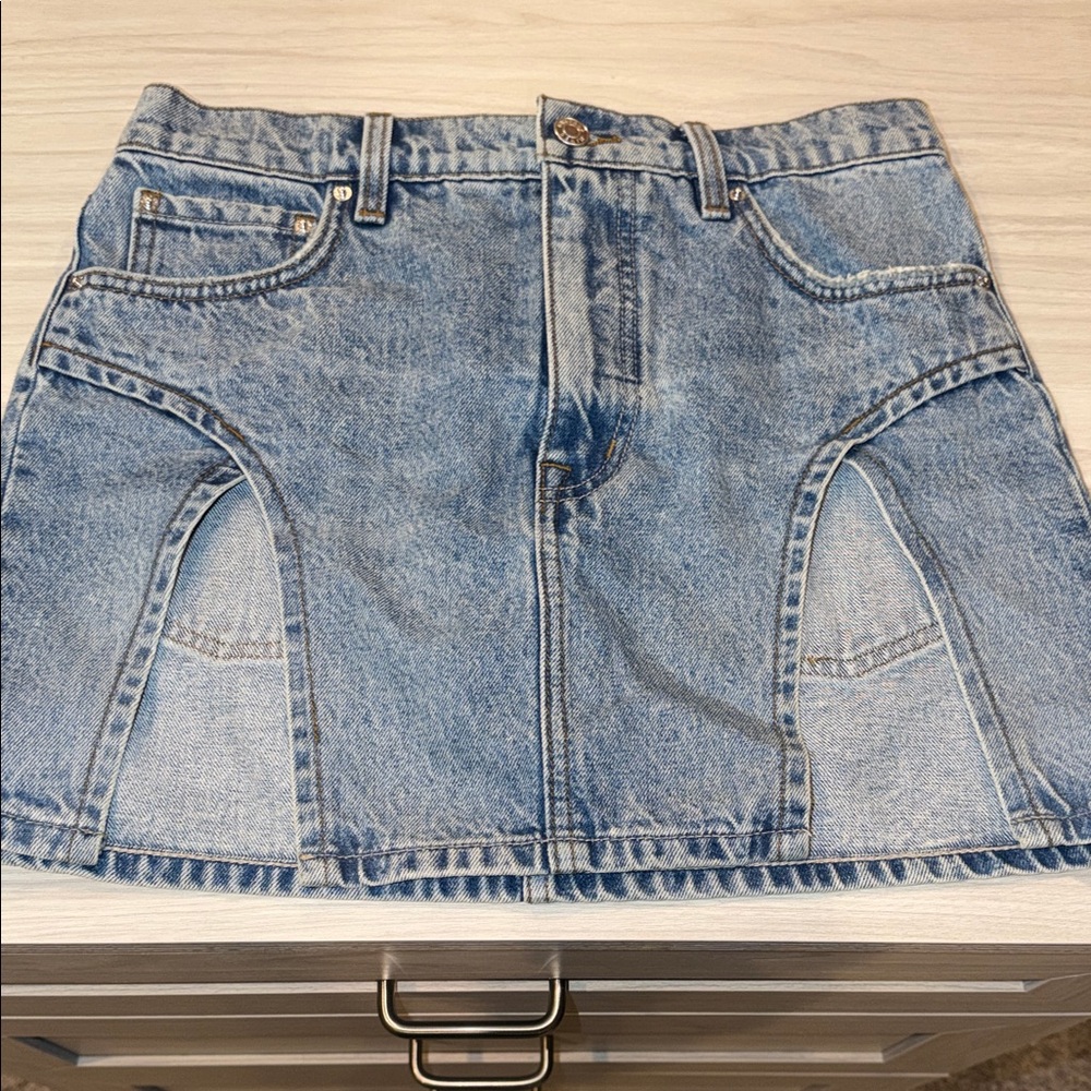 GRLFRND Light Blue Denim Mini Skirt